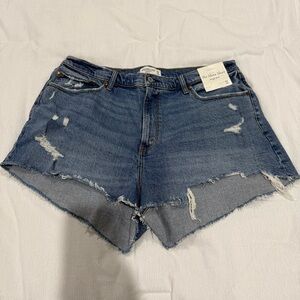 Abercrombie & Fitch Ripped Blue Jean Shorts